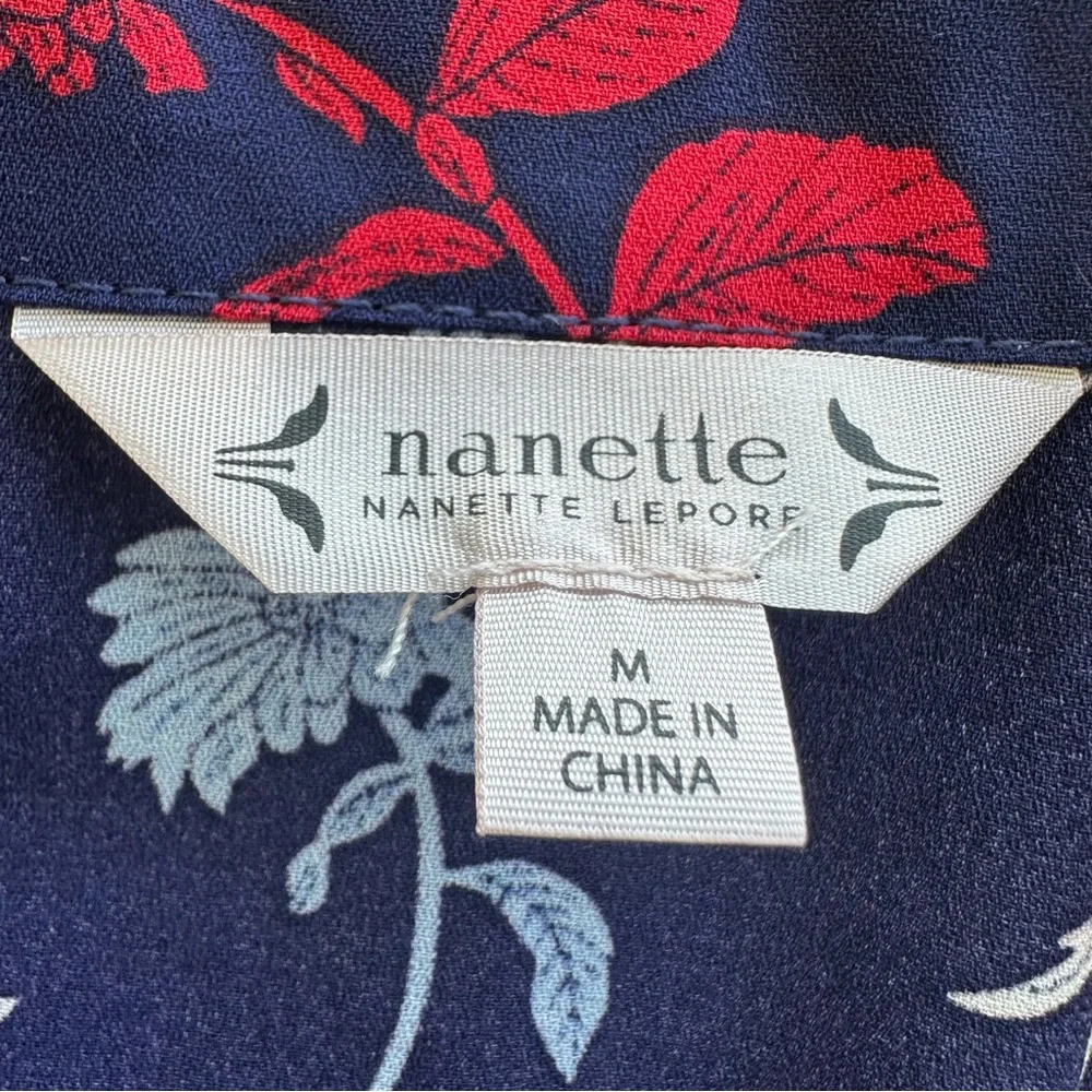 Nanette Lepore Chiffon Floral Print Pleated Top Career Blouse Women's Size M - Picture 8 of 16